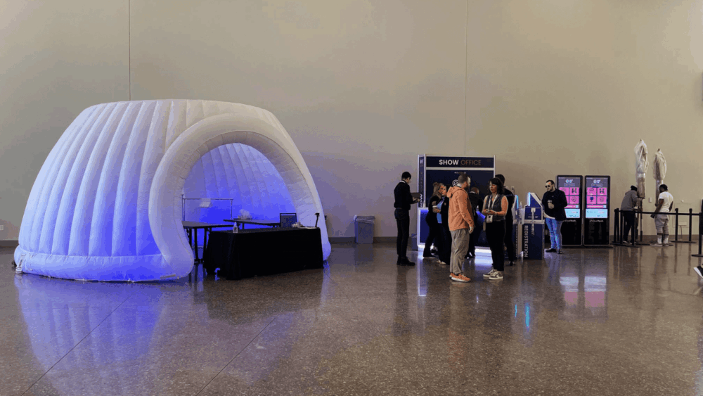 Evolution Dome Meeting Pod with blue LED at Event Tech Live Las Vegas