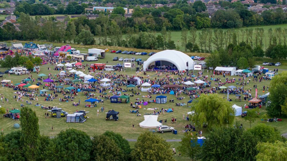 Overhead view of the 2023 St.Ives Carnival and Music Festival