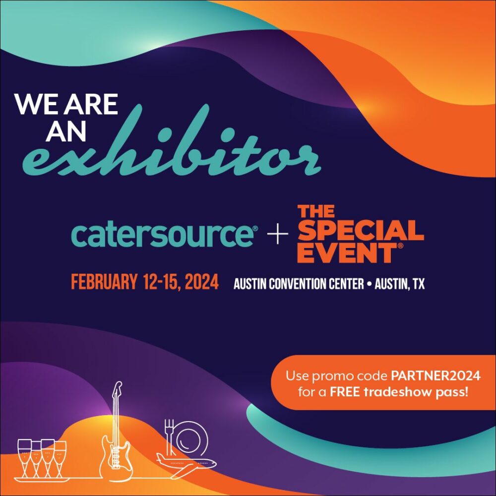 Text reads - We are exhibitors at Catersource + The Special Event