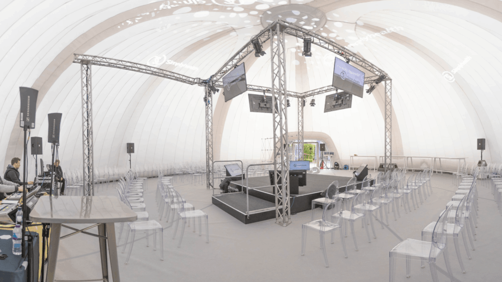 Interior of a Evolution Dome temporary inflatable structure - 20m Dome